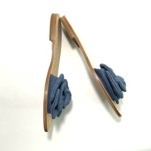 New Kate Spade New York Sasha Slide Bow Front Sandals Blue Denim 7 - Picture 5 of 12